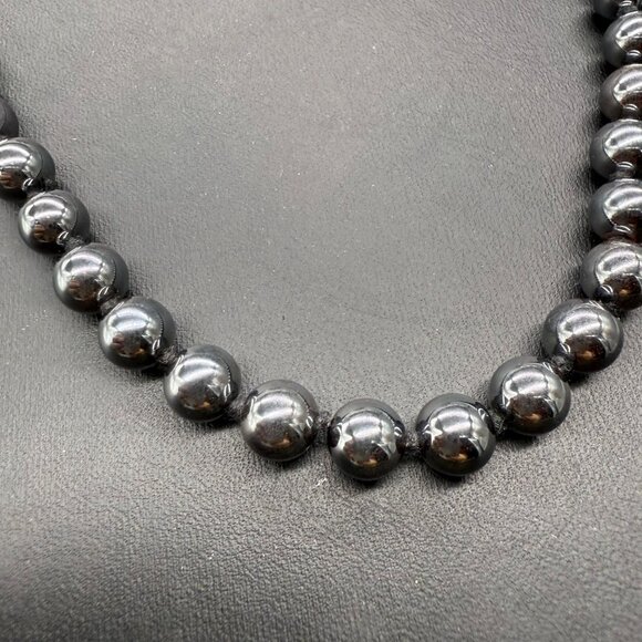 Hematite Bead Necklace 30 Inch Length Elegant Metallic Finish With Drawstring Po - Picture 7 of 7